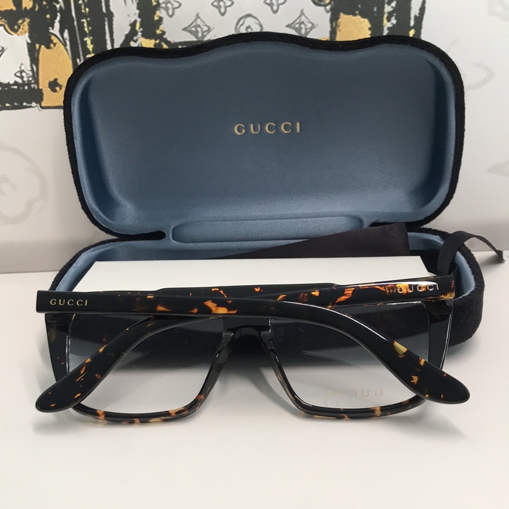 New Authentic Gucci Tortoiseshell Square Glasses GG1040o 002 - Picture 10 of 14